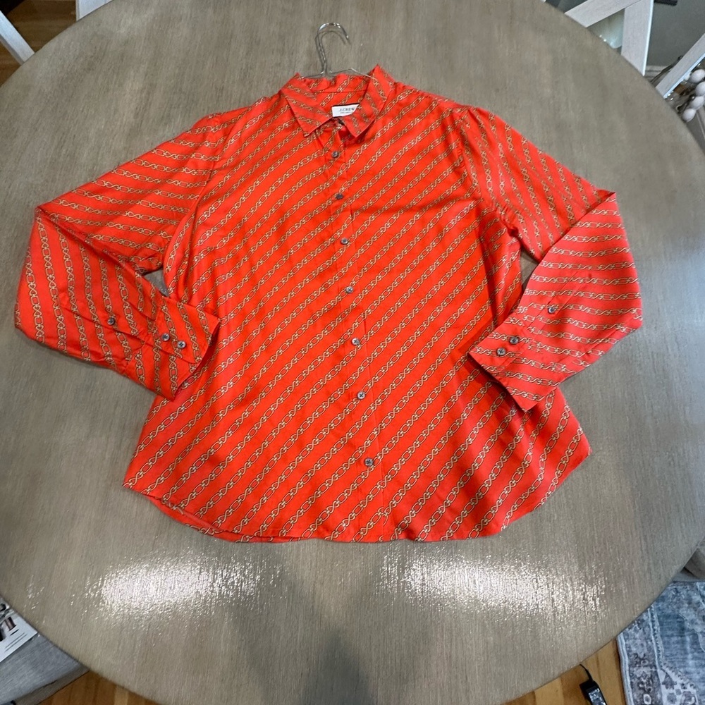 J. Crew Collection Orange Chain Pattern Button Do… - image 8